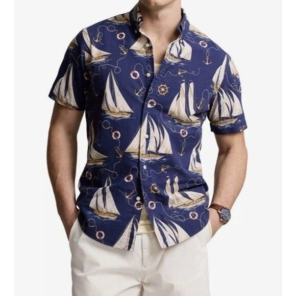 Polo Ralph Lauren Classic Fit Nautical Sailboat Oxford Shirt Size